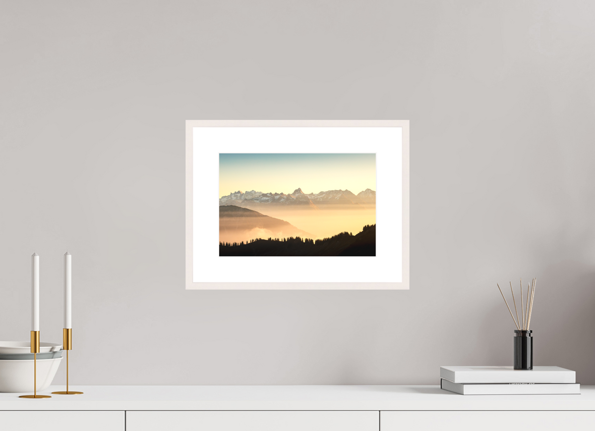 30 x 20 cm, Rahmen-Weiß Zimba Above the Sea of Fog, Vorarlberg