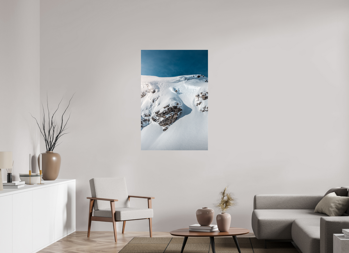 80 x 120 cm, Photo Print Under Acrylic Glass Skier Dropping a Steep Line, Arlberg