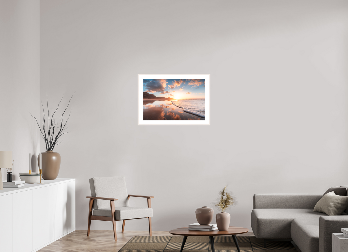 75 x 50 cm, Rahmen-Weiß Sunset Reflections, Fuerteventura