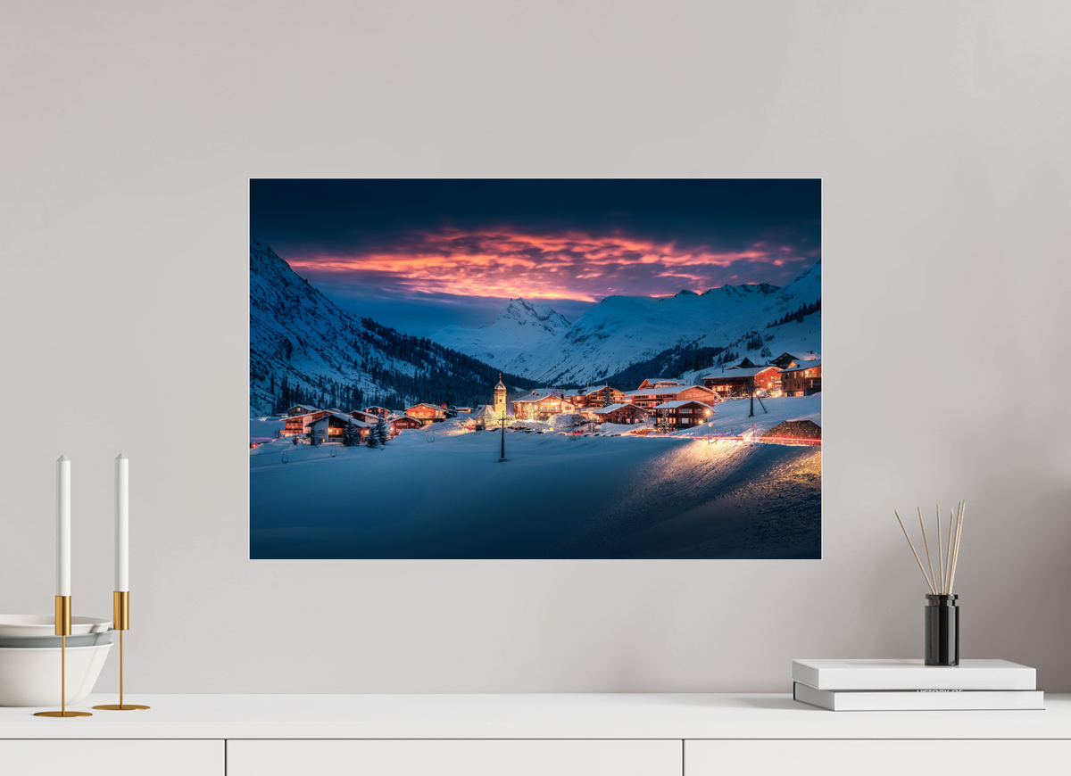 60 x 40 cm, Photo Print Under Acrylic Glass Zug Village, Arlberg
