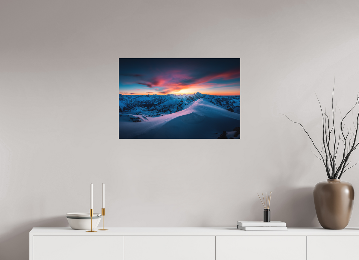 75 x 50 cm, Papierprint ohne Rahmen Sunset at the Mohnenfluh, Lech