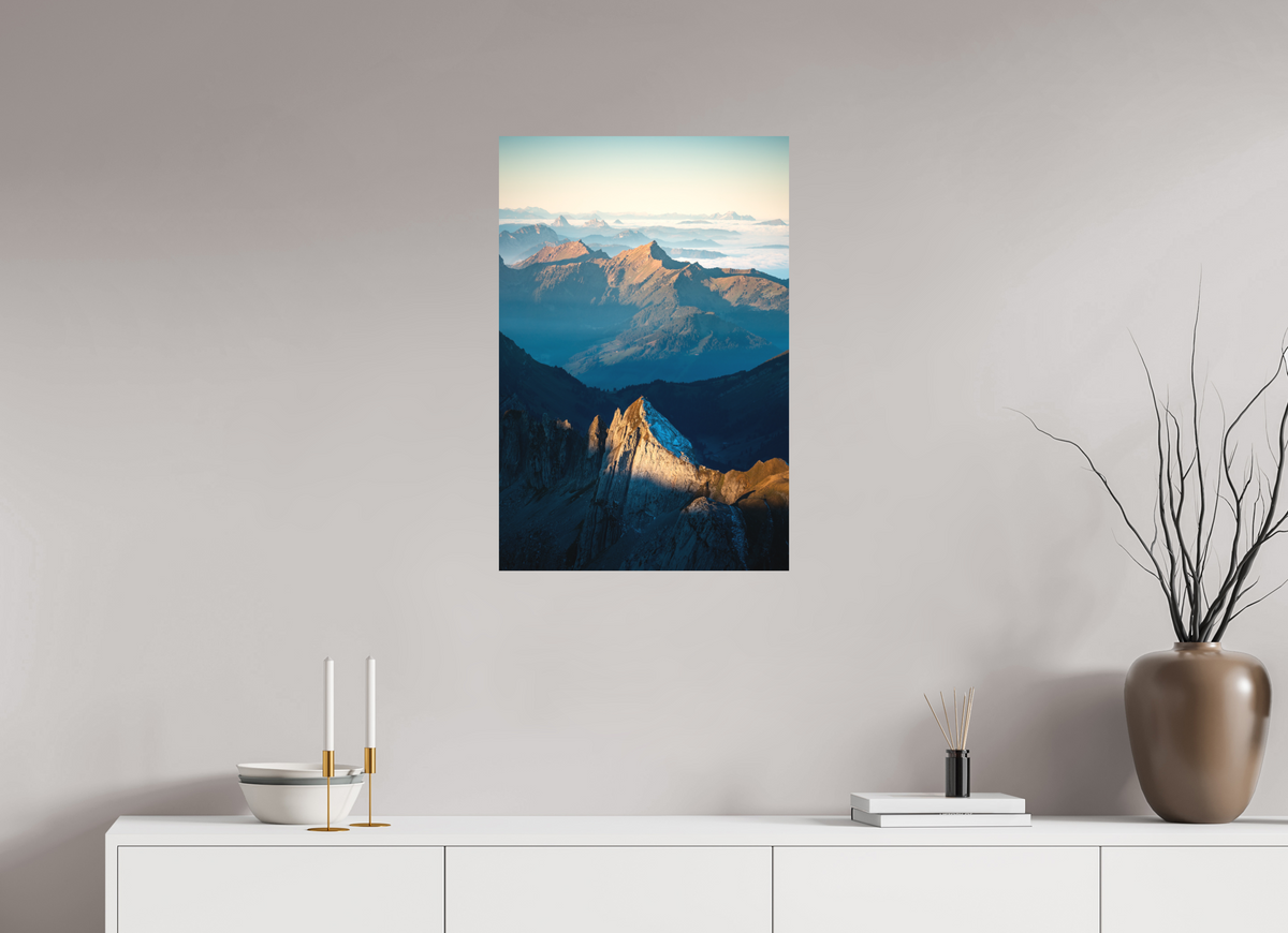 50 x 75 cm, Papierprint ohne Rahmen Säntis Peak at Sunrise, Switzerland