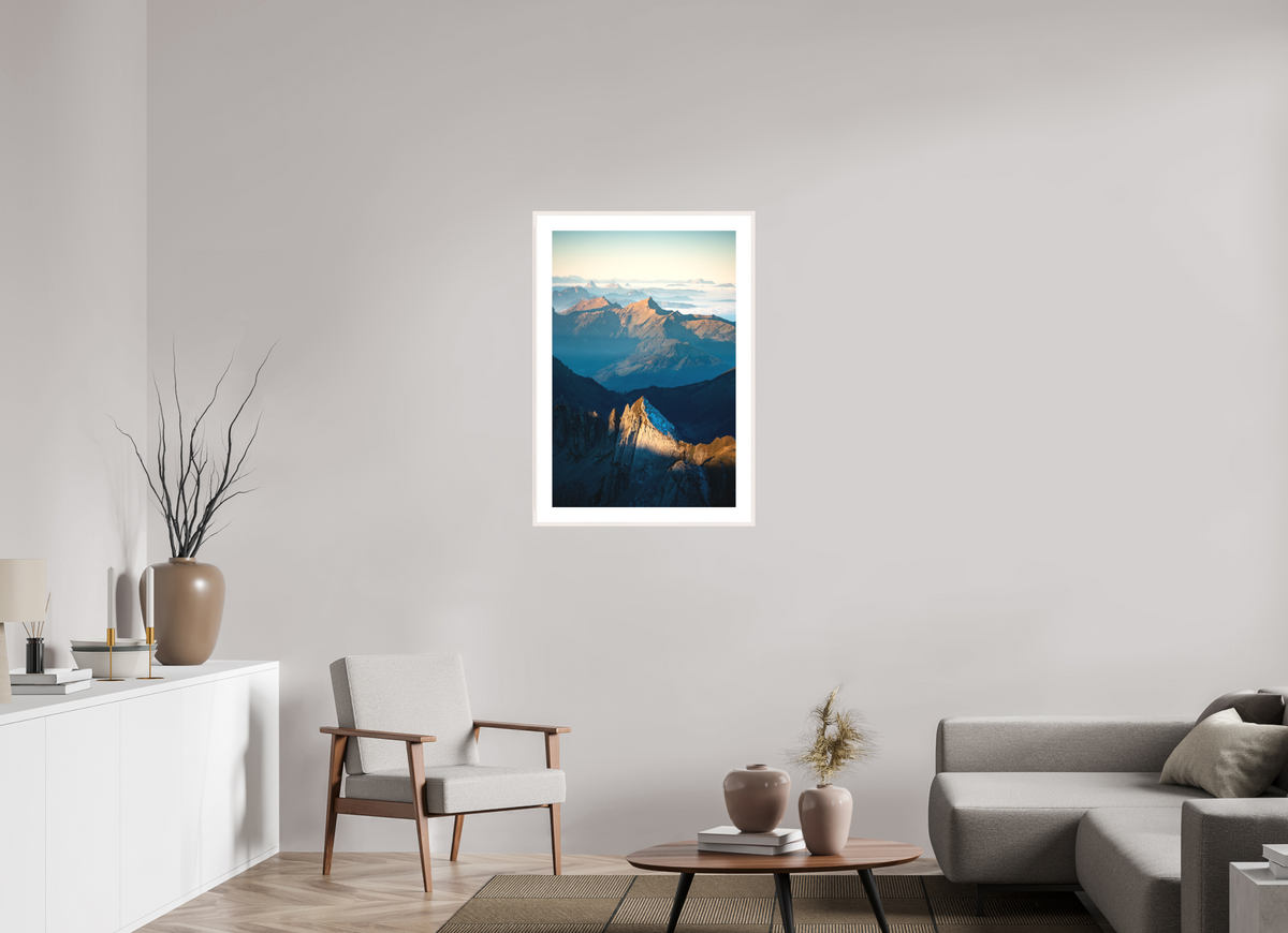 60 x 90 cm, Rahmen-Weiß Säntis Peak at Sunrise, Switzerland
