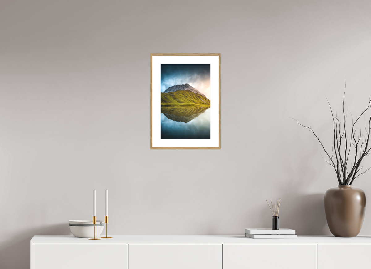 30 x 45 cm, Rahmen-Holzoptik Morning Light at the Monzabonsee, Zürs