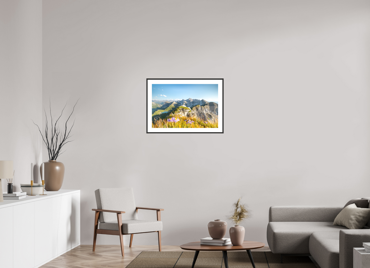 75 x 50 cm, Rahmen-Schwarz Omeshorn Summer Hike, Austria Arlberg