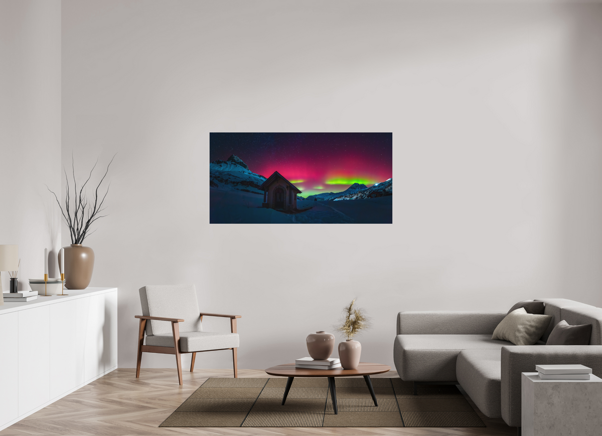 160 x 80 cm, Papierprint ohne Rahmen Polar Lights over Zürs, Arlberg