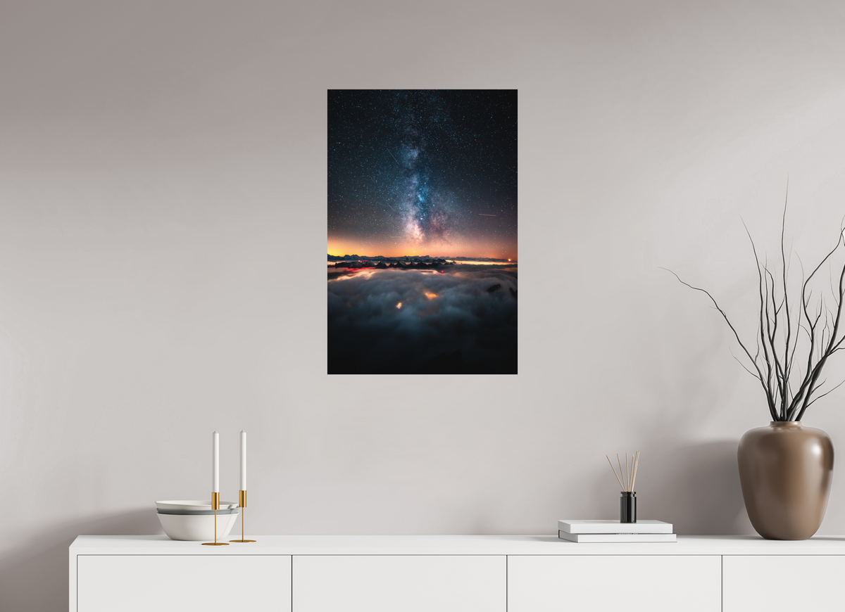 50 x 75 cm, Papierprint ohne Rahmen Säntis Milky Way at Night, Switzerland