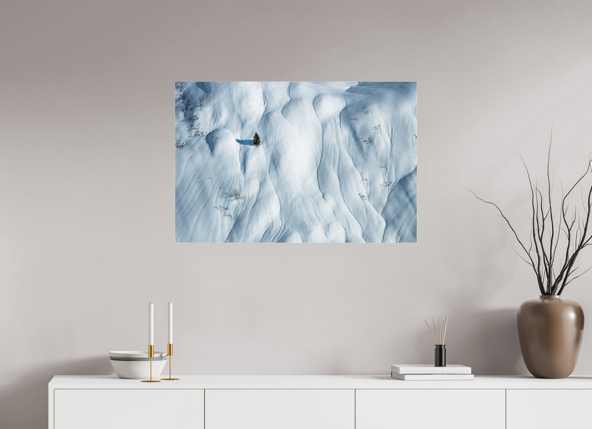 90 x 60 cm, Photo Print Under Acrylic Glass Lone Skier in the Snow Waves