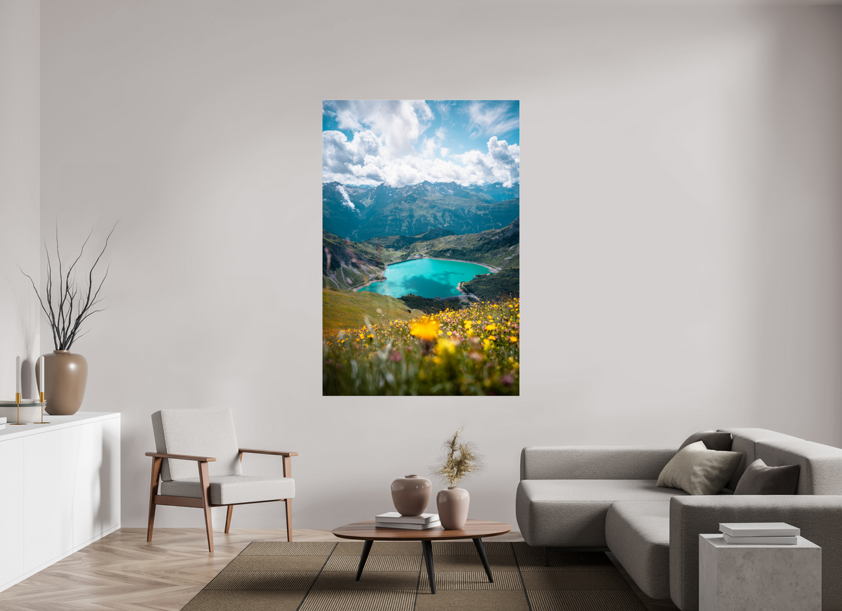 120 x 180 cm, Photo Print Under Acrylic Glass Turquoise Lake in Summer, Lech