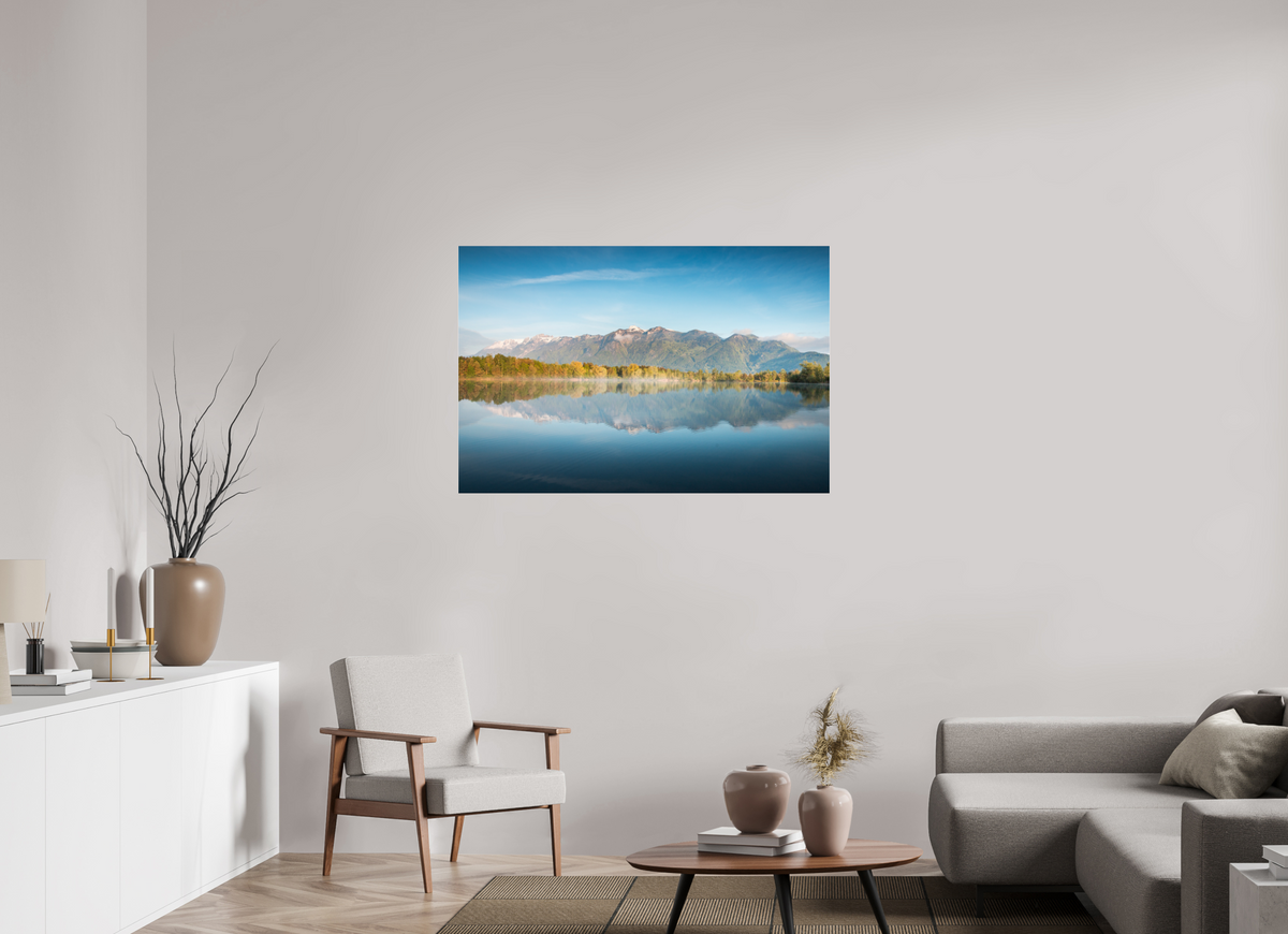 120 x 80 cm, Photo Print Under Acrylic Glass Baggerlöcher Reflection, Feldkirch