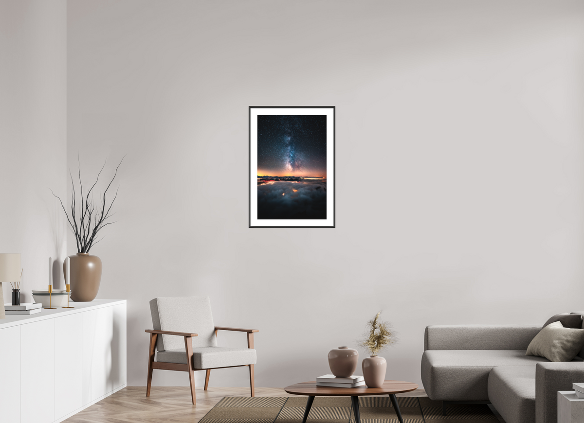 50 x 75 cm, Rahmen-Schwarz Säntis Milky Way at Night, Switzerland