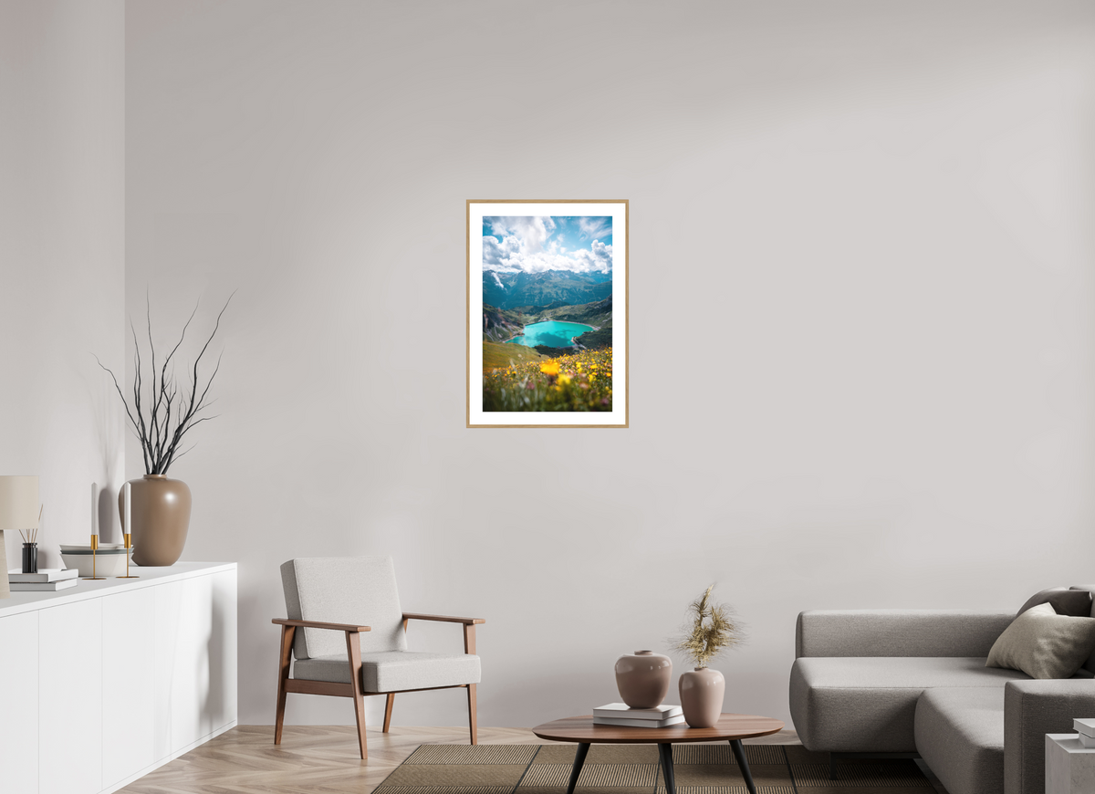 50 x 75 cm, Rahmen-Holzoptik Turquoise Lake in Summer, Lech