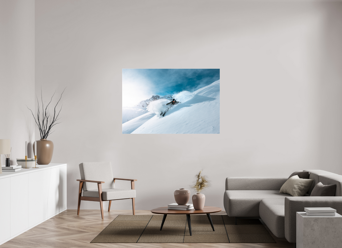 150 x 100 cm, Photo Print Under Acrylic Glass Deep Powder Turn, Zürs