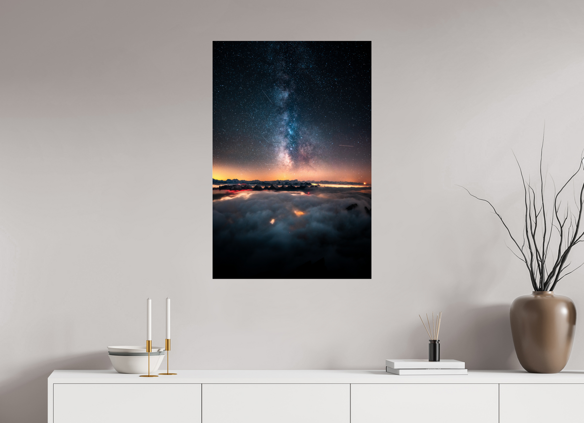 60 x 90 cm, Photo Print Under Acrylic Glass Säntis Milky Way at Night, Switzerland