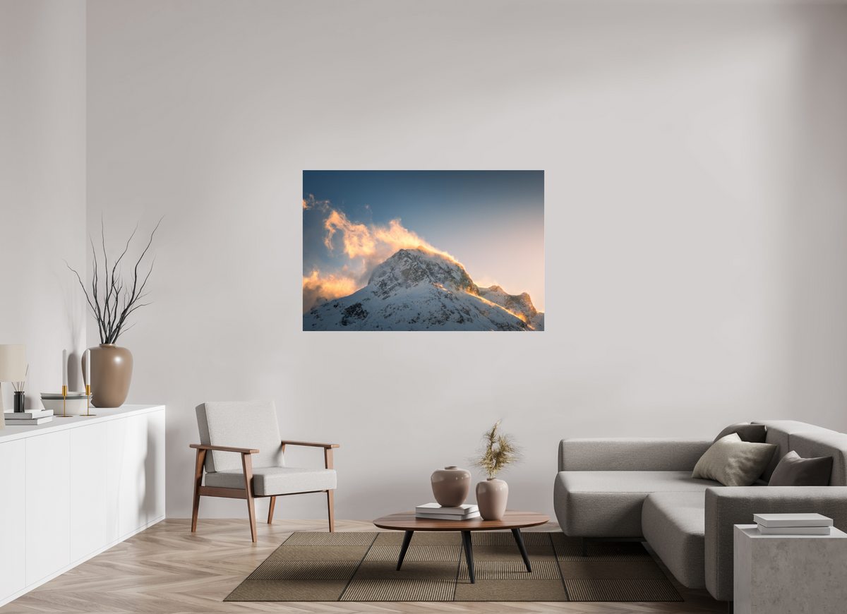 150 x 100 cm, Photo Print Under Acrylic Glass Golden Light on the Omeshorn, Lech