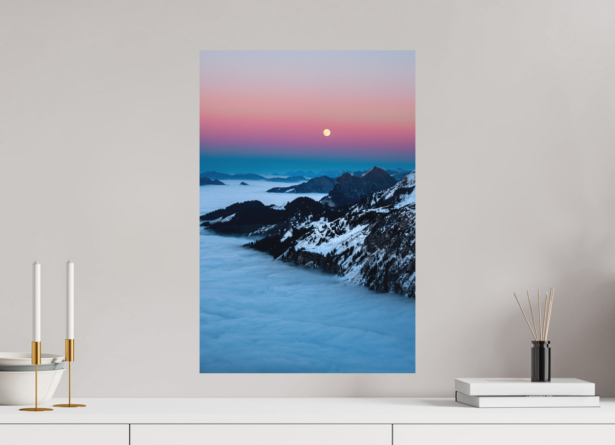 40 x 60 cm, Papierprint ohne Rahmen Moonrise Over the Sea of Fog, Hohe Matona