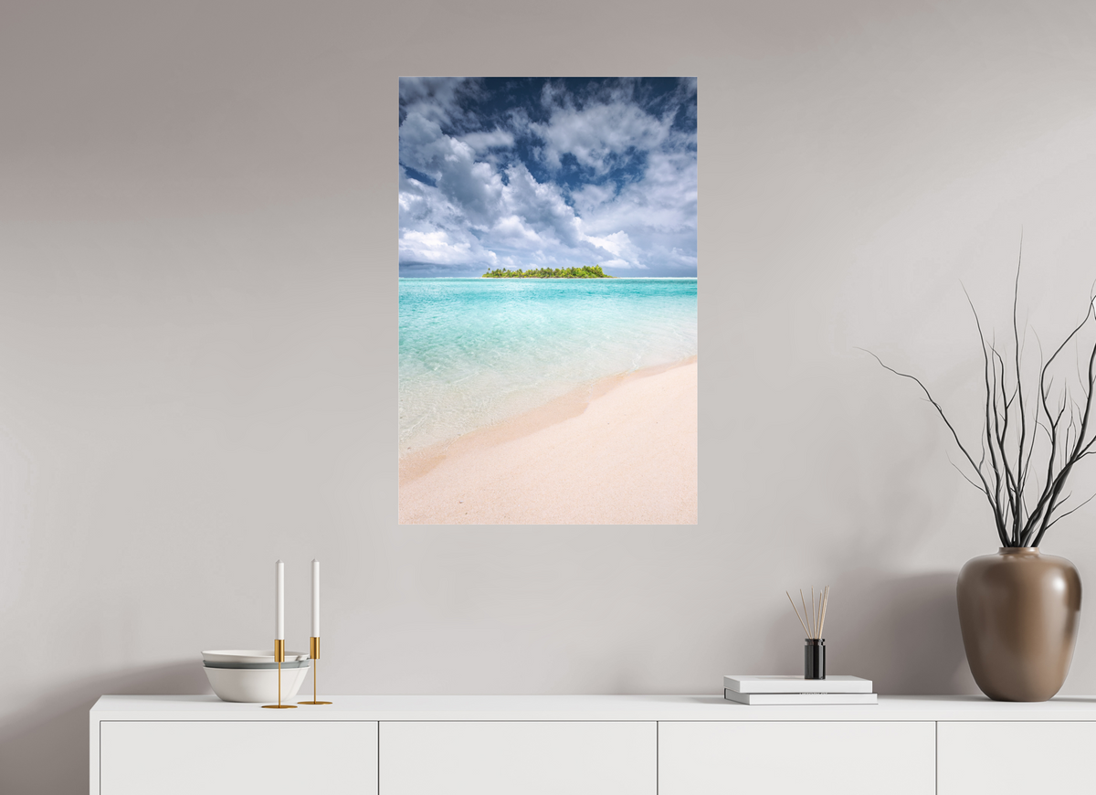60 x 90 cm, Photo Print Under Acrylic Glass Tropical Coastline, Aitutaki