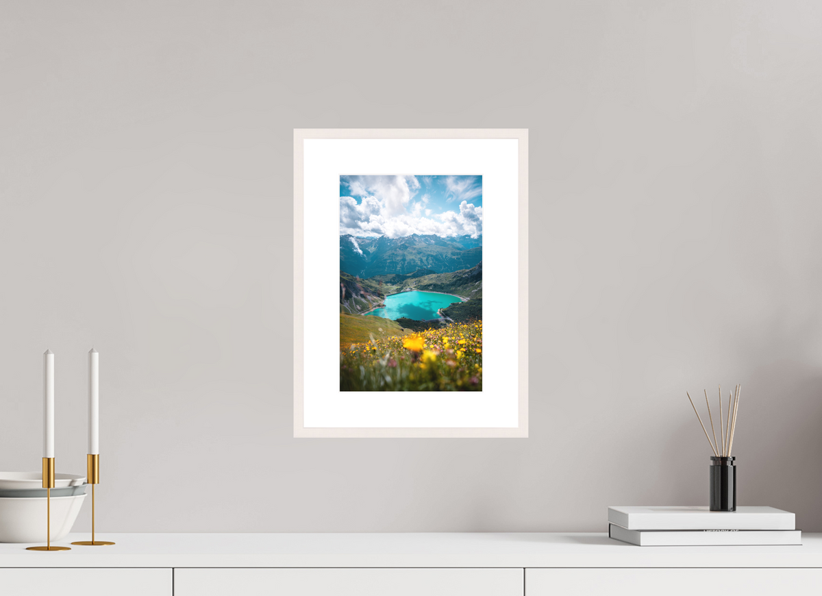 20 x 30 cm, Rahmen-Weiß Turquoise Lake in Summer, Lech