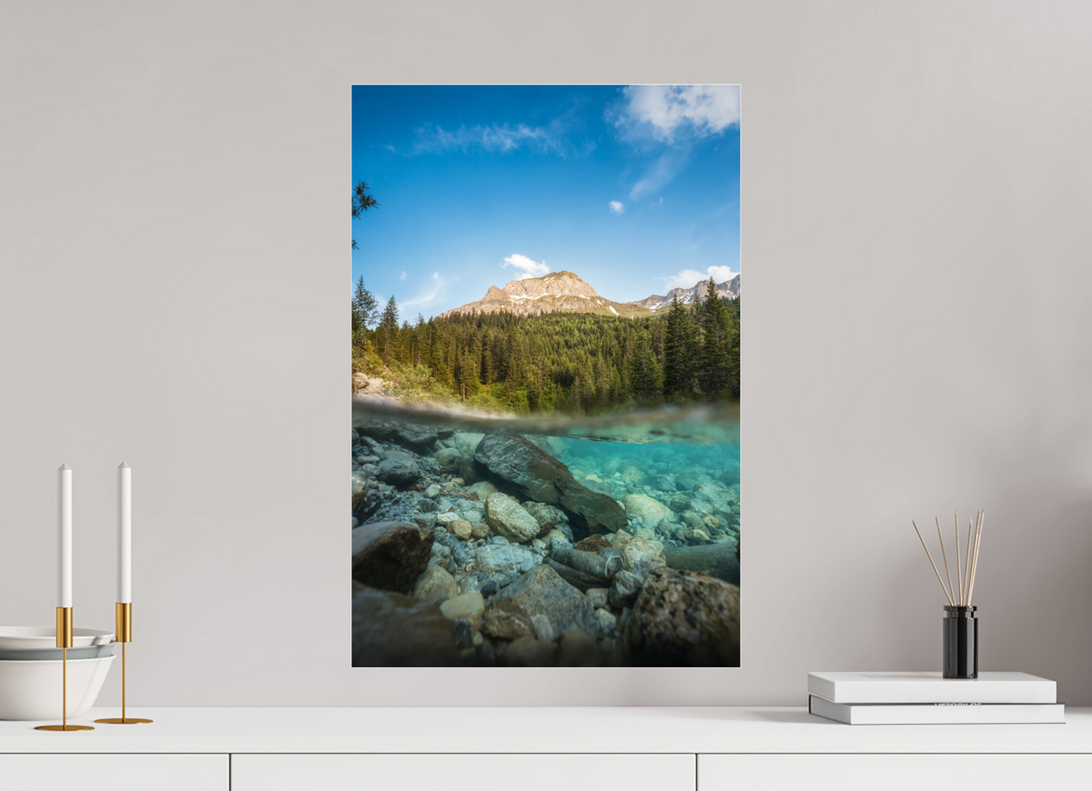 40 x 60 cm, Photo Print Under Acrylic Glass Summer on the Lech River, Arlberg