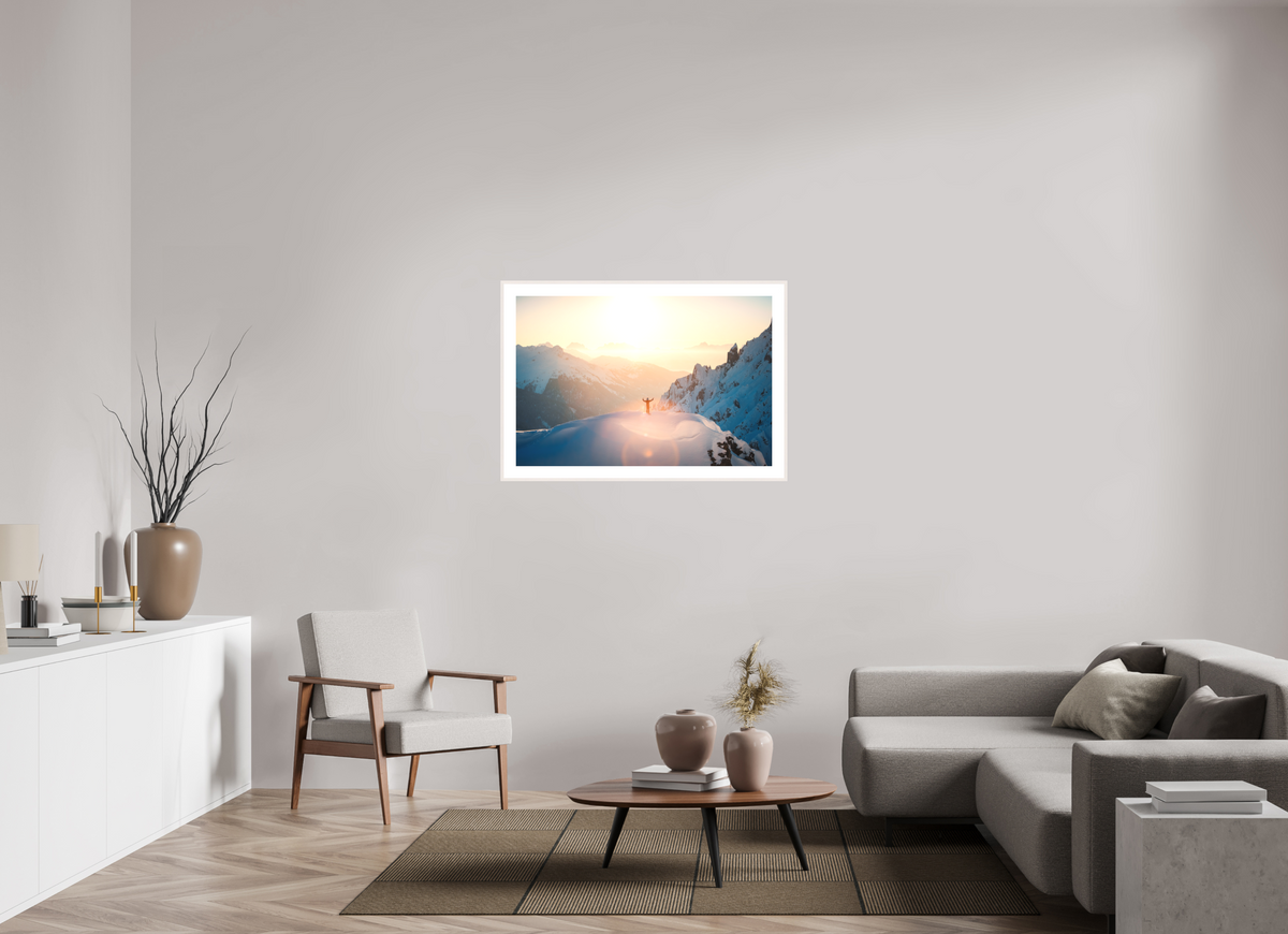 105 x 70 cm, Rahmen-Weiß Sunset Summit, Zürs