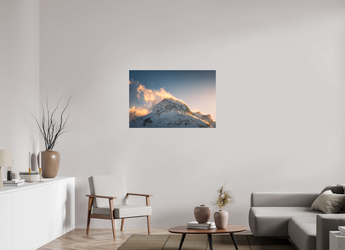105 x 70 cm, Papierprint ohne Rahmen Golden Light on the Omeshorn, Lech