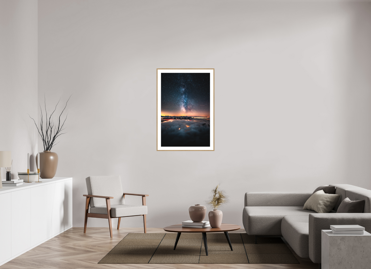 70 x 105 cm, Rahmen-Holzoptik Säntis Milky Way at Night, Switzerland