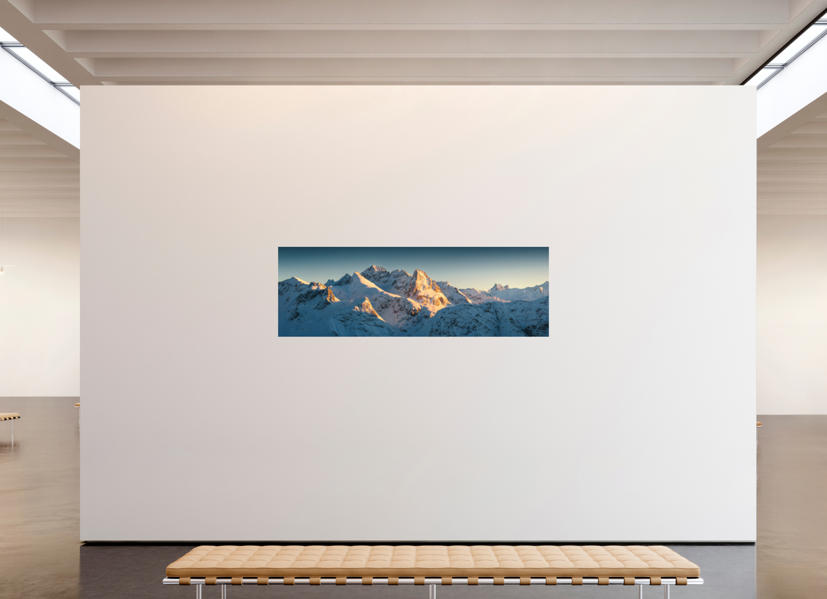 210 x 70 cm, Photo Print Under Acrylic Glass Roggalspitze Sunset, Arlberg Austria