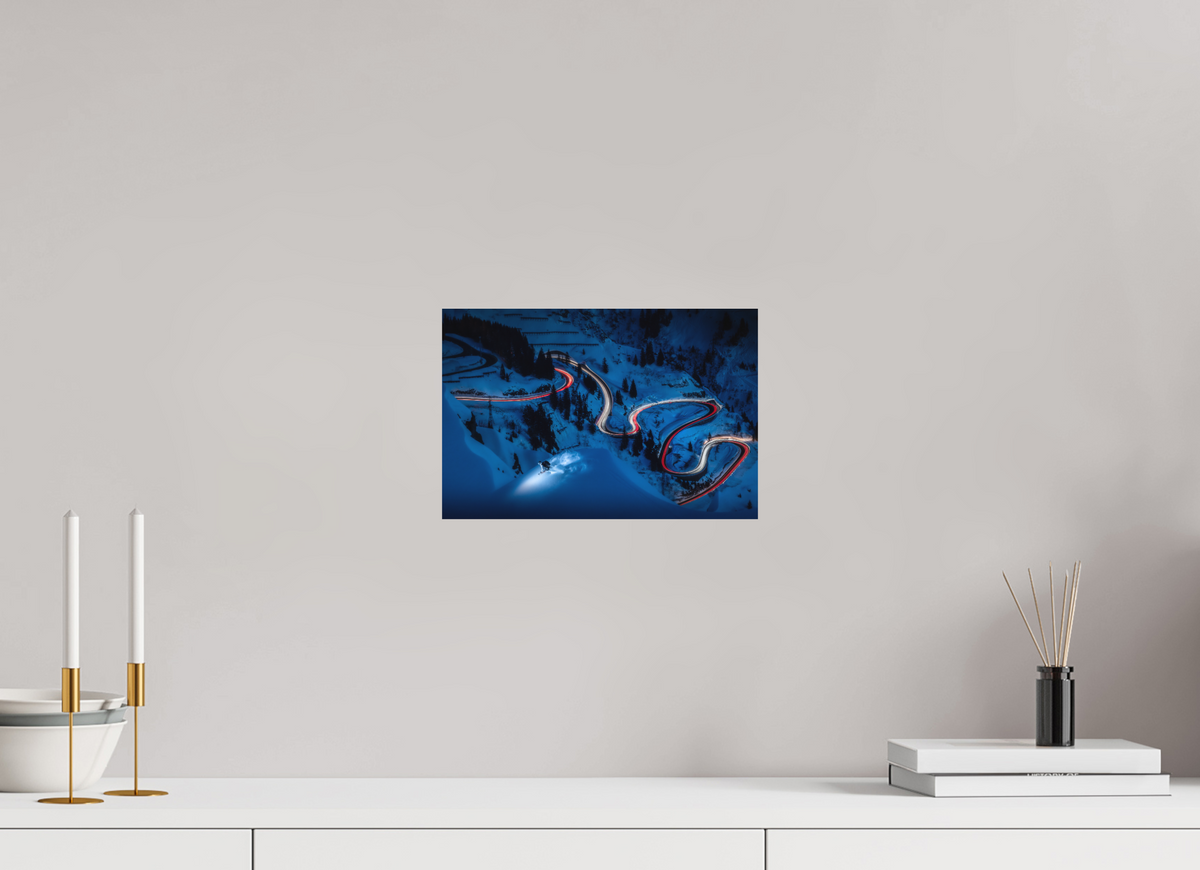 30 x 20 cm, Papierprint ohne Rahmen Light Painted Skiing at Night