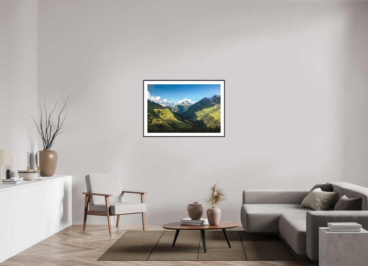 105 x 70 cm, Rahmen-Schwarz Valley View to the Biberkopf, Warth