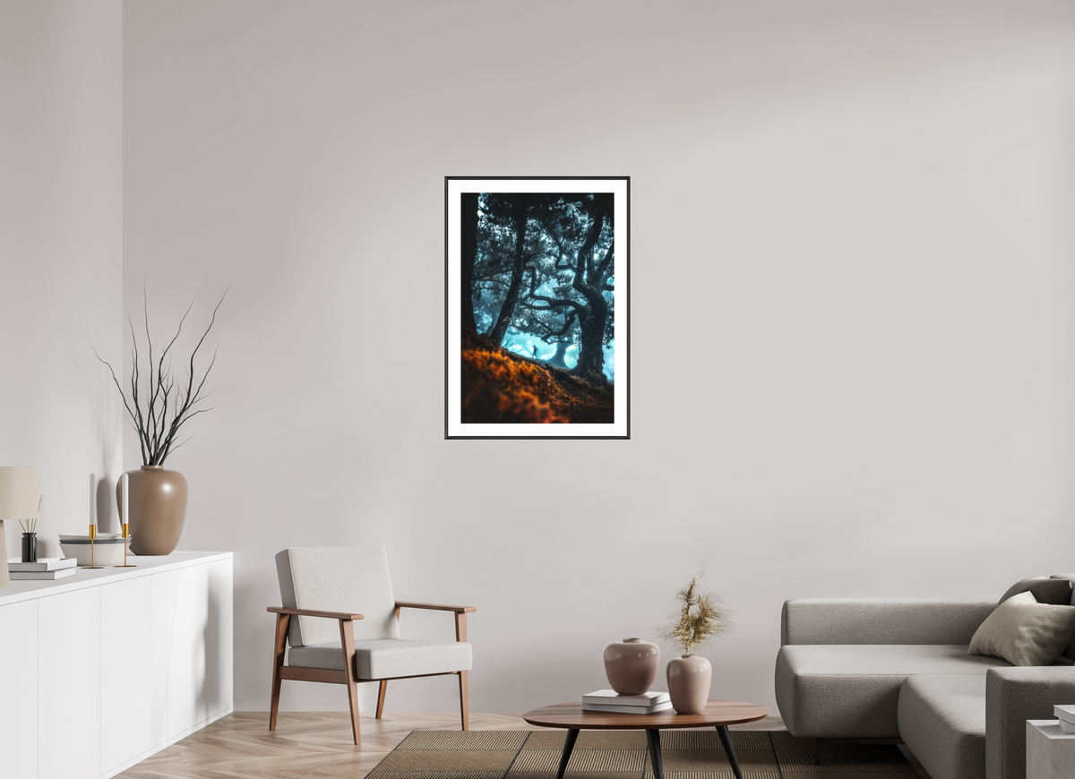 60 x 90 cm, Rahmen-Schwarz Enchanted Forest, Fanal, Madeira