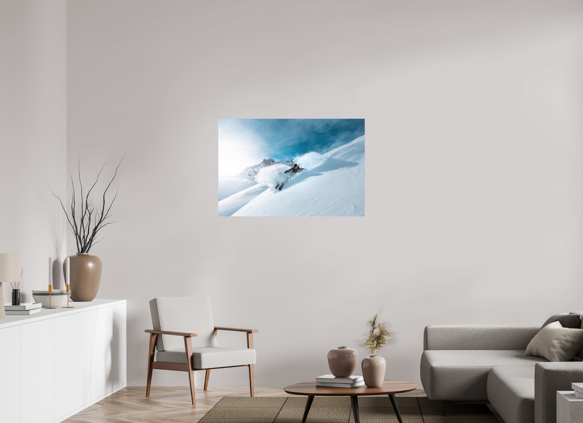 105 x 70 cm, Papierprint ohne Rahmen Deep Powder Turn, Zürs