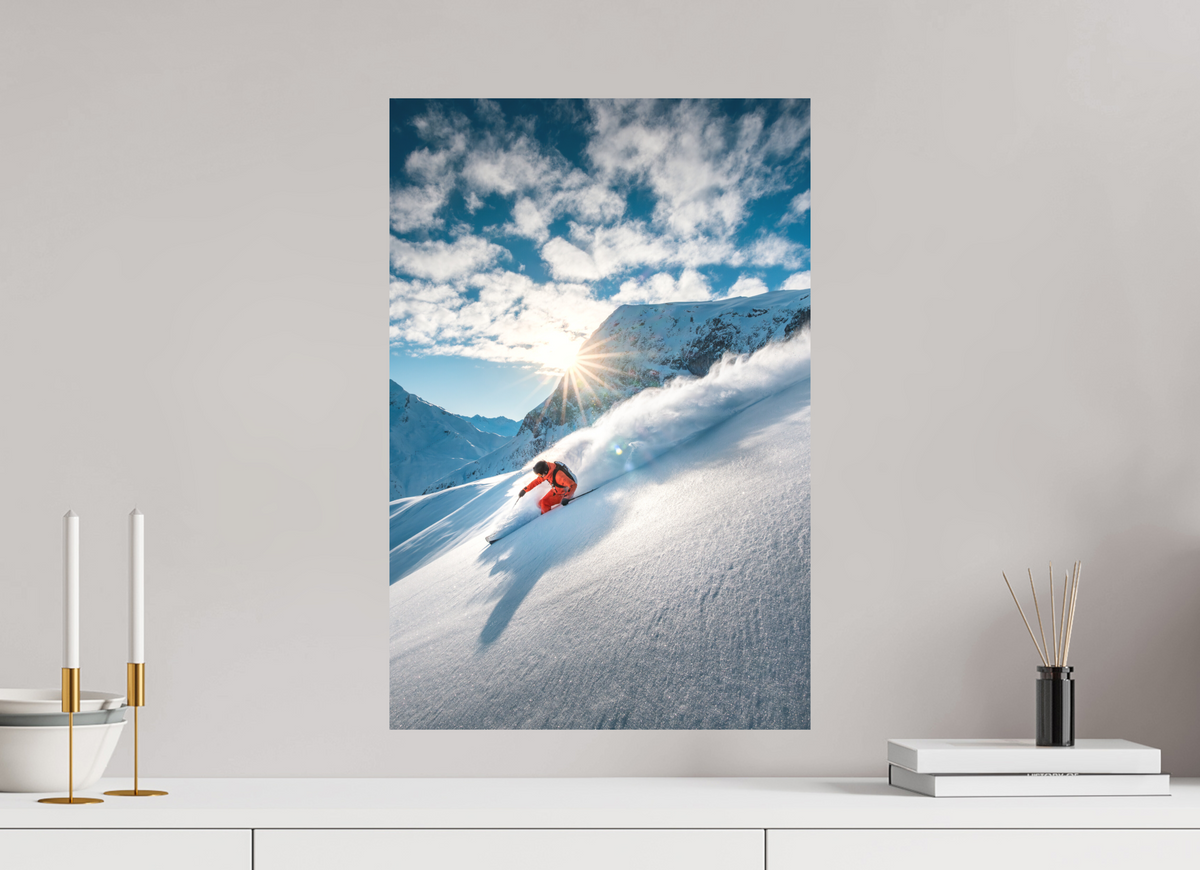 40 x 60 cm, Papierprint ohne Rahmen Freeride Skiing, Lech Zürs Arlberg