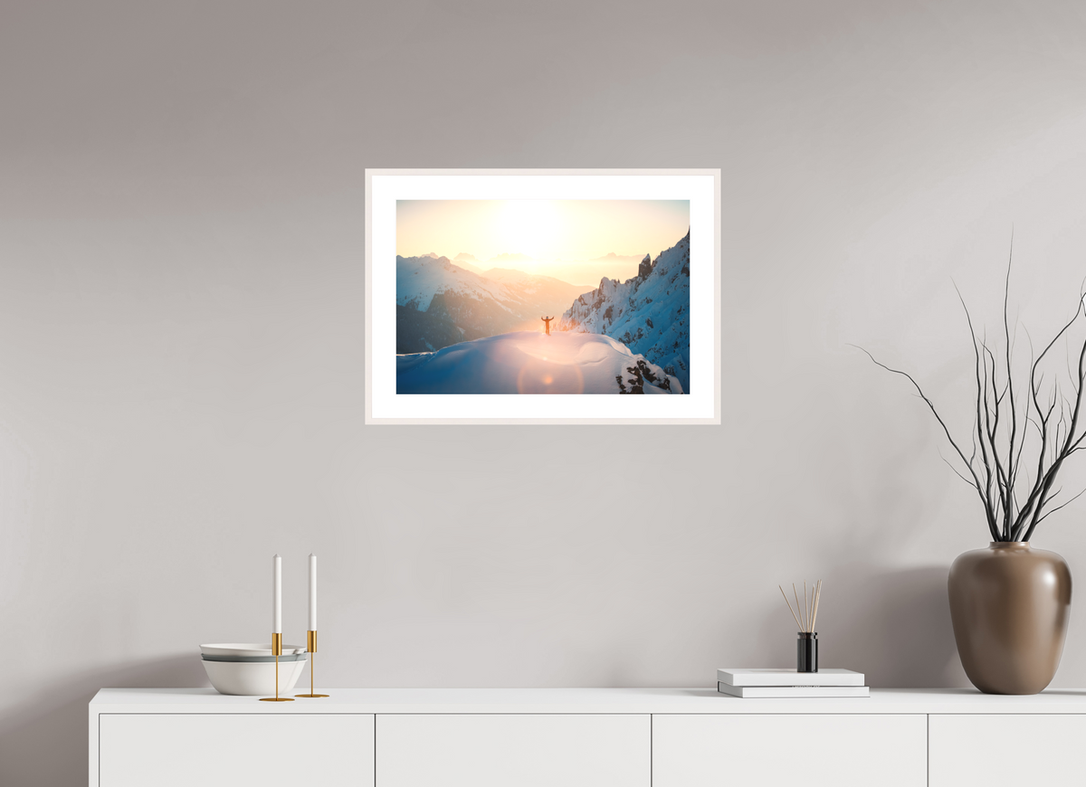 60 x 40 cm, Rahmen-Weiß Sunset Summit, Zürs
