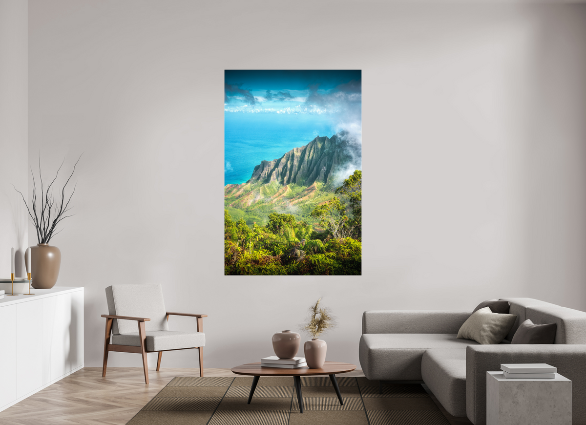 120 x 180 cm, Photo Print Under Acrylic Glass Kalalau Valley Viewpoint, Kauai Hawaii