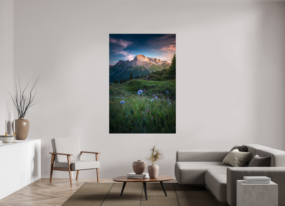 120 x 180 cm, Photo Print Under Acrylic Glass Omeshorn Sunset, Lech Austria