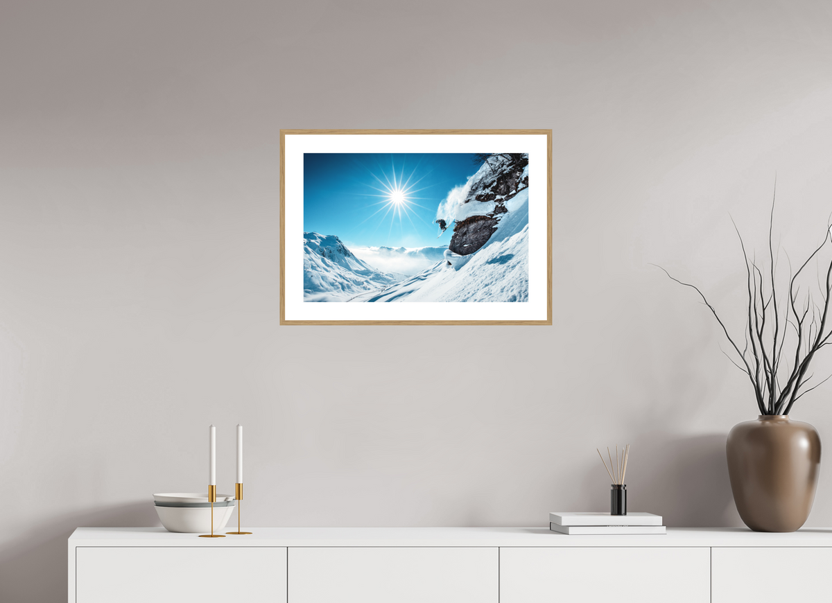 60 x 40 cm, Rahmen-Holzoptik Freeride Jump, Lech Zürs