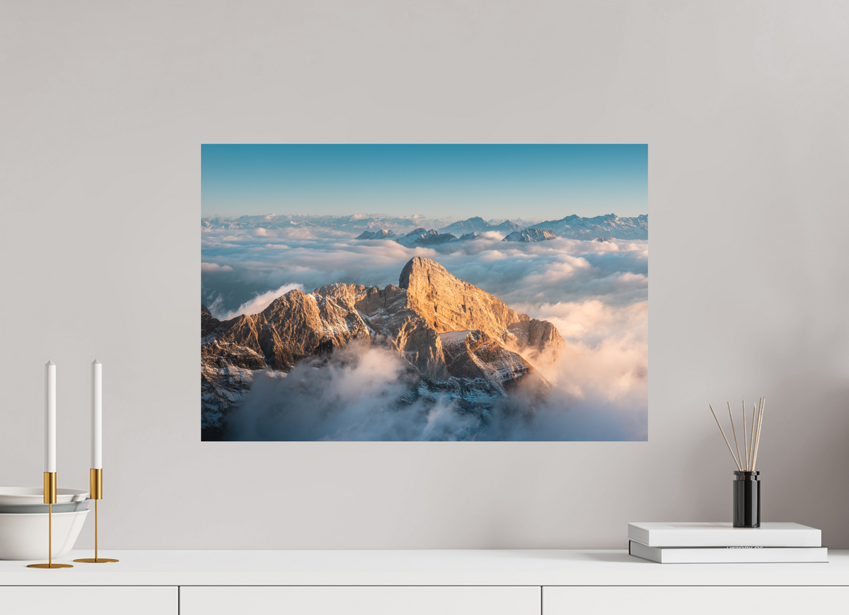60 x 40 cm, Papierprint ohne Rahmen Säntis Sunset, Switzerland Alps