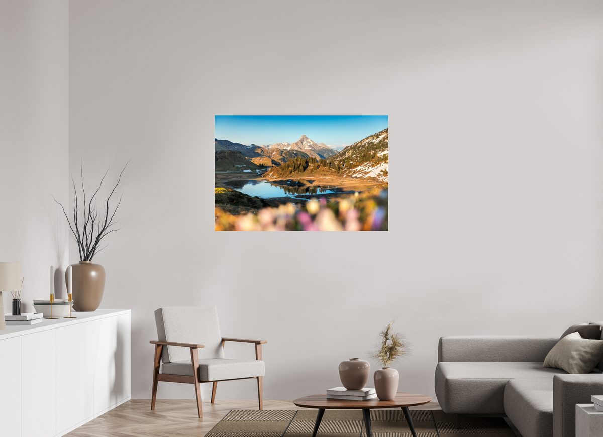 120 x 80 cm, Photo Print Under Acrylic Glass Körbersee Sunset, Warth Arlberg