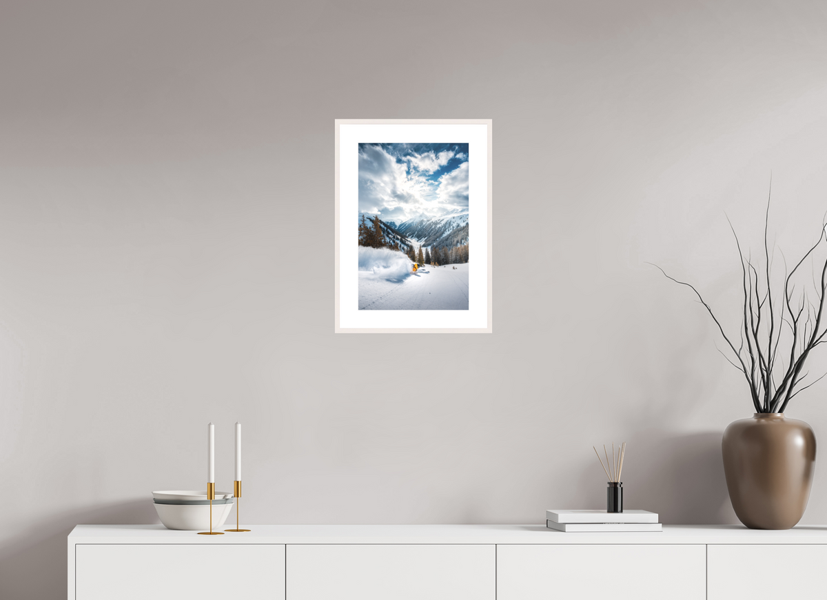 30 x 45 cm, Rahmen-Weiß Freeride in Deep Powder, Arlberg