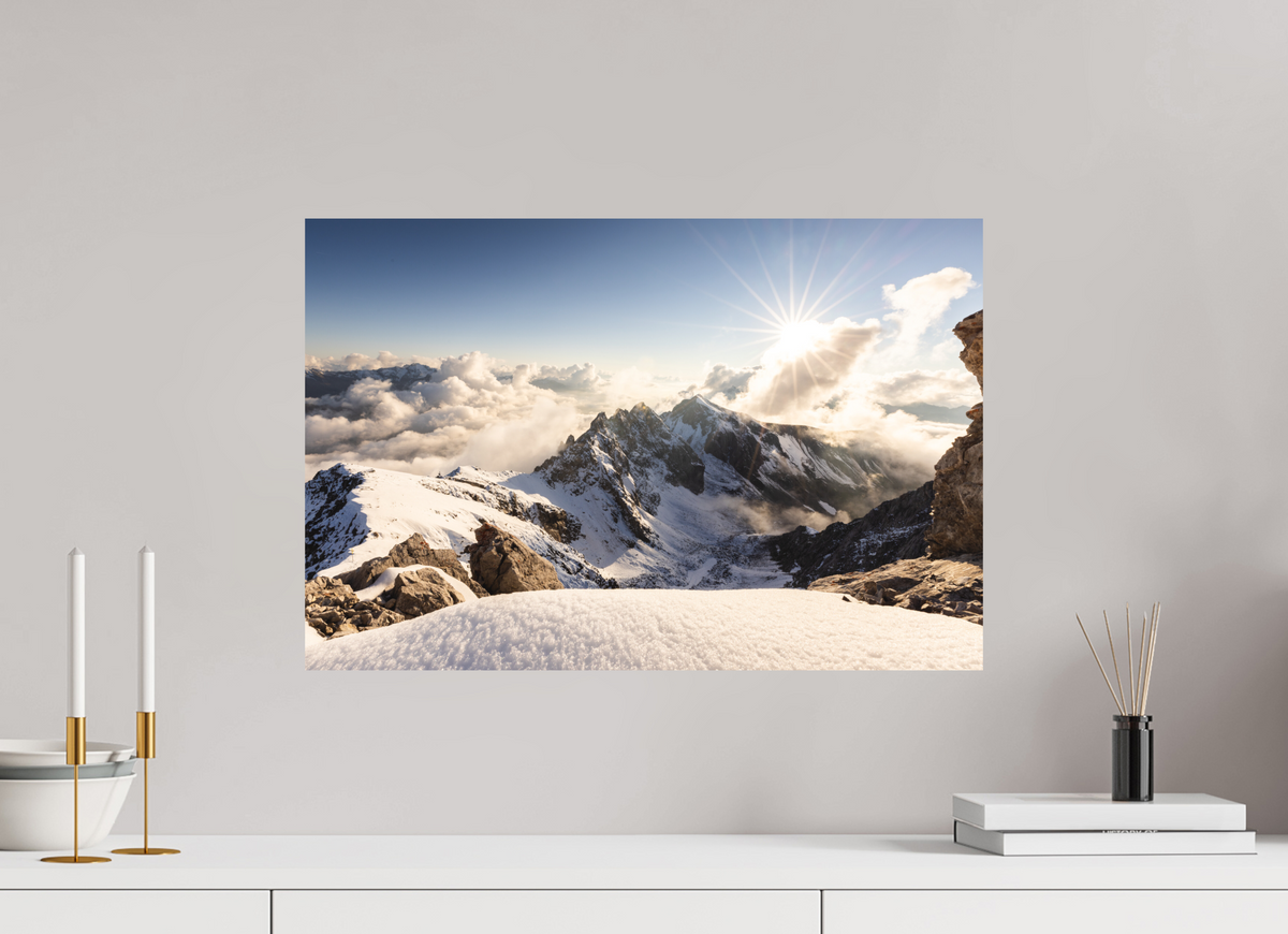 60 x 40 cm, Papierprint ohne Rahmen Dramatic Sunset at the Valluga, Arlberg