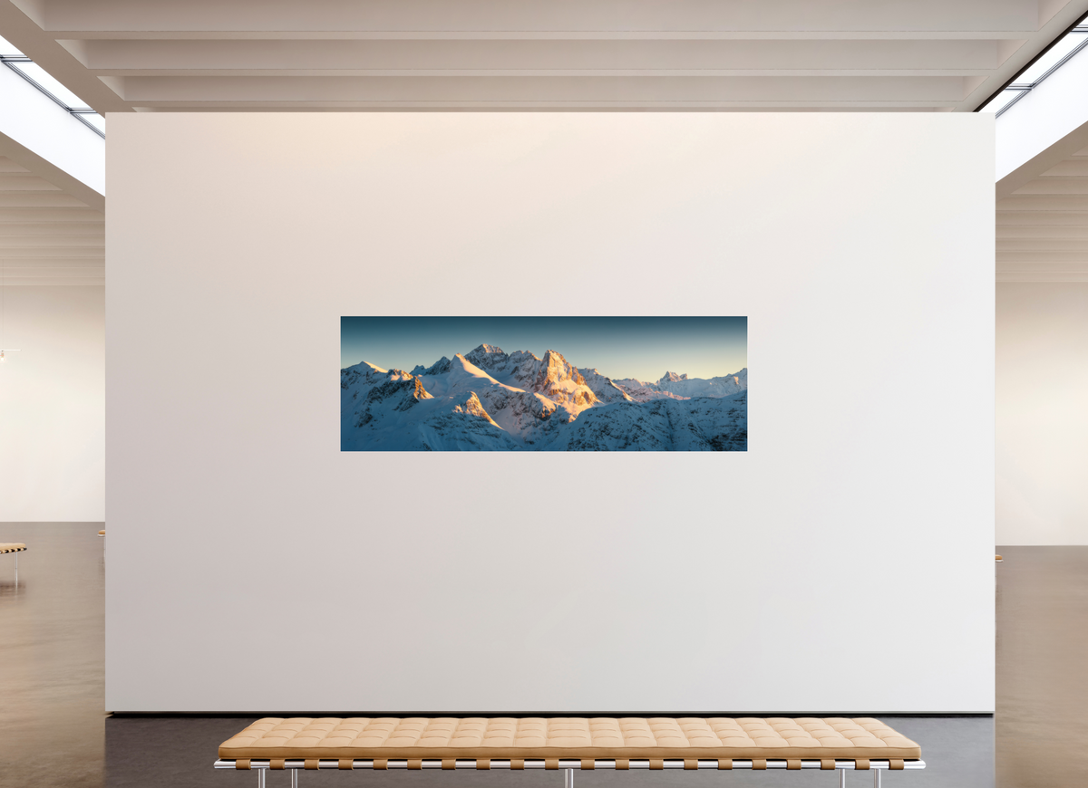 240 x 80 cm, Photo Print Under Acrylic Glass Roggalspitze Sunset, Arlberg Austria