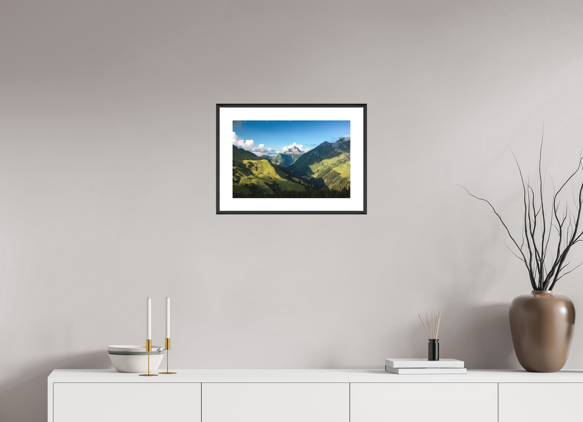 45 x 30 cm, Rahmen-Schwarz Valley View to the Biberkopf, Warth