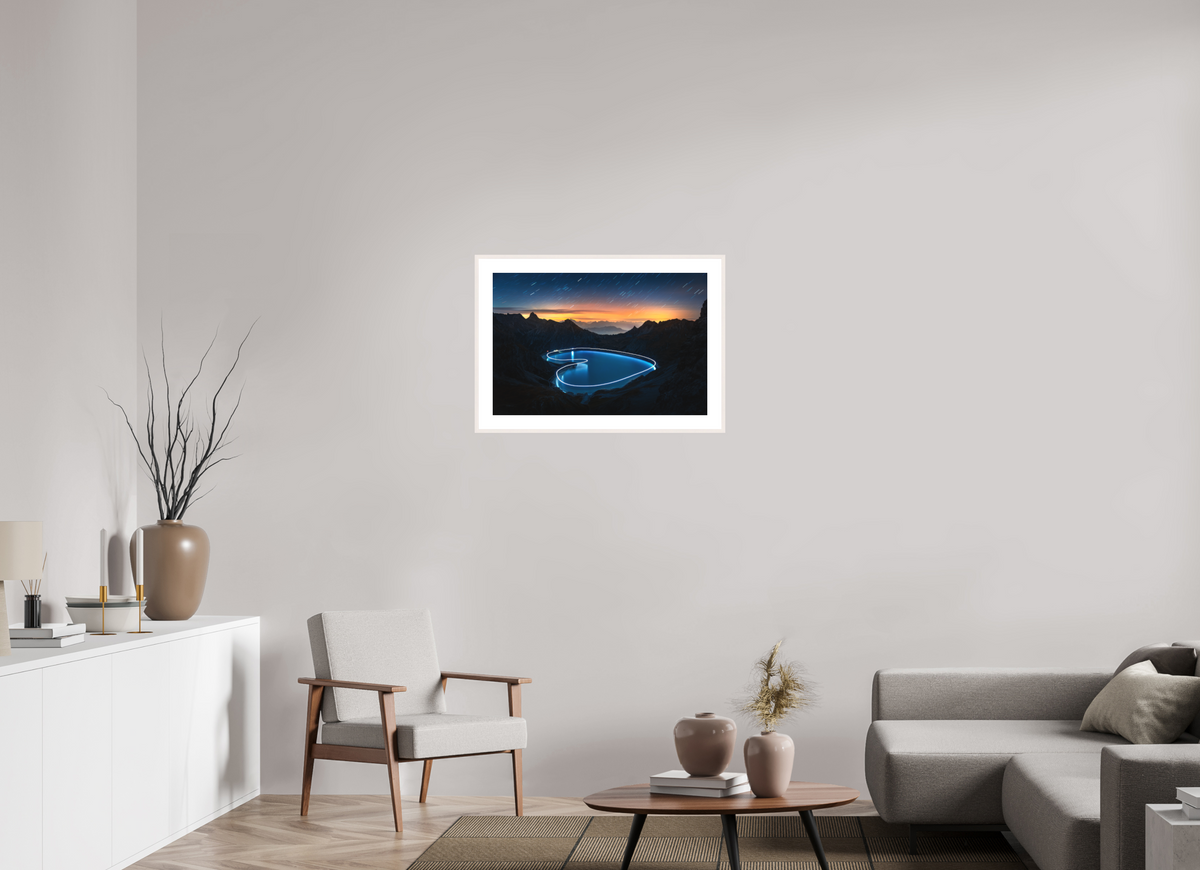 75 x 50 cm, Rahmen-Weiß Lünersee Heart, Vorarlberg