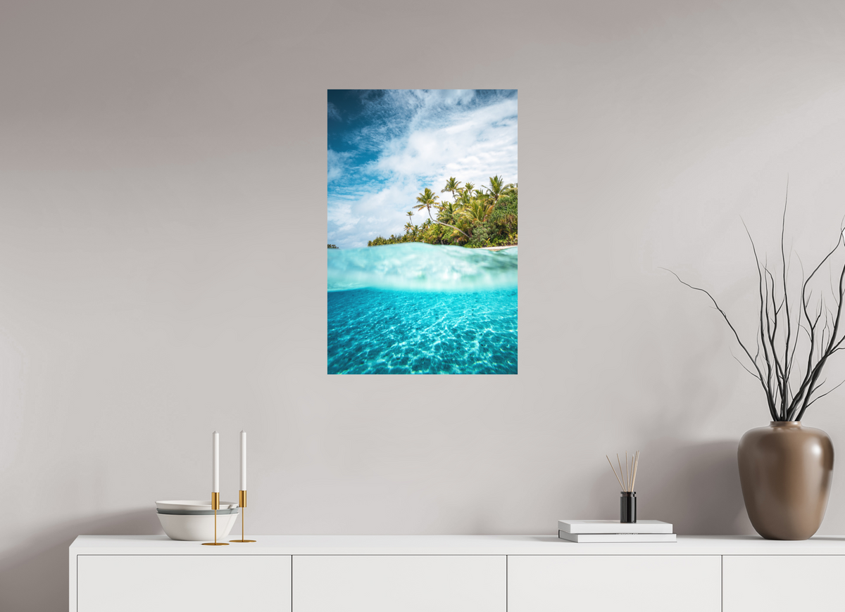 50 x 75 cm, Papierprint ohne Rahmen Above and Below the Waterline, Aitutaki