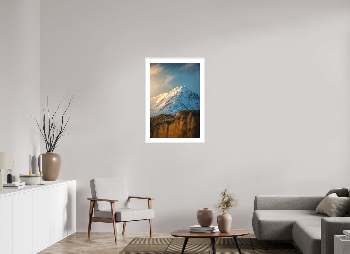 60 x 90 cm, Rahmen-Weiß Sunlit Peaks, Ushuaia