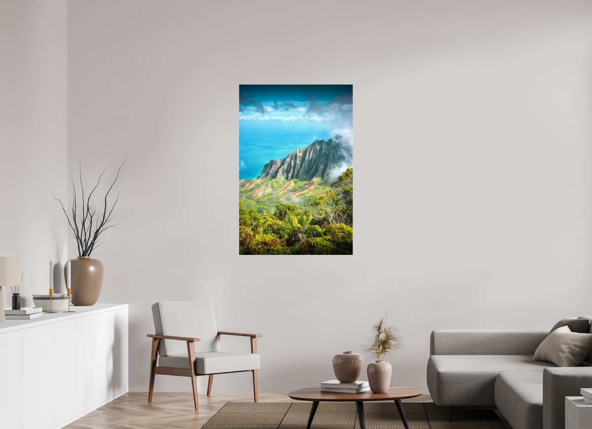 80 x 120 cm, Photo Print Under Acrylic Glass Kalalau Valley Viewpoint, Kauai Hawaii
