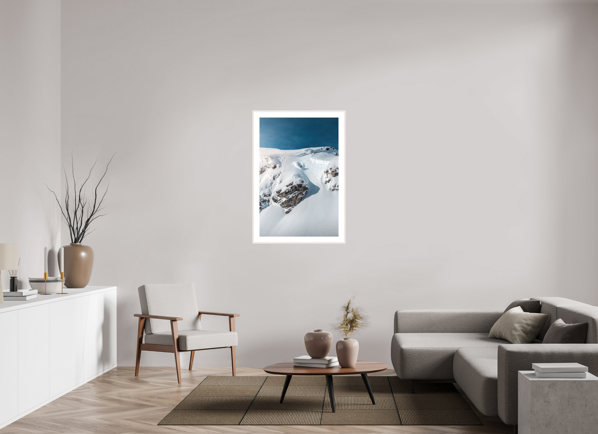70 x 105 cm, Rahmen-Weiß Skier Dropping a Steep Line, Arlberg