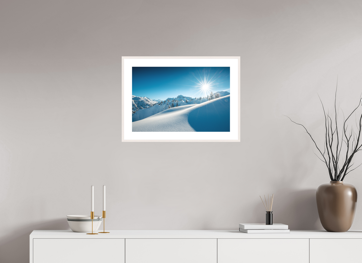 60 x 40 cm, Rahmen-Weiß Morning Light Above Lech