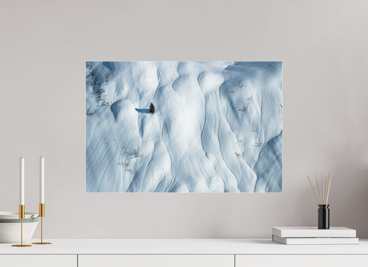 60 x 40 cm, Photo Print Under Acrylic Glass Lone Skier in the Snow Waves