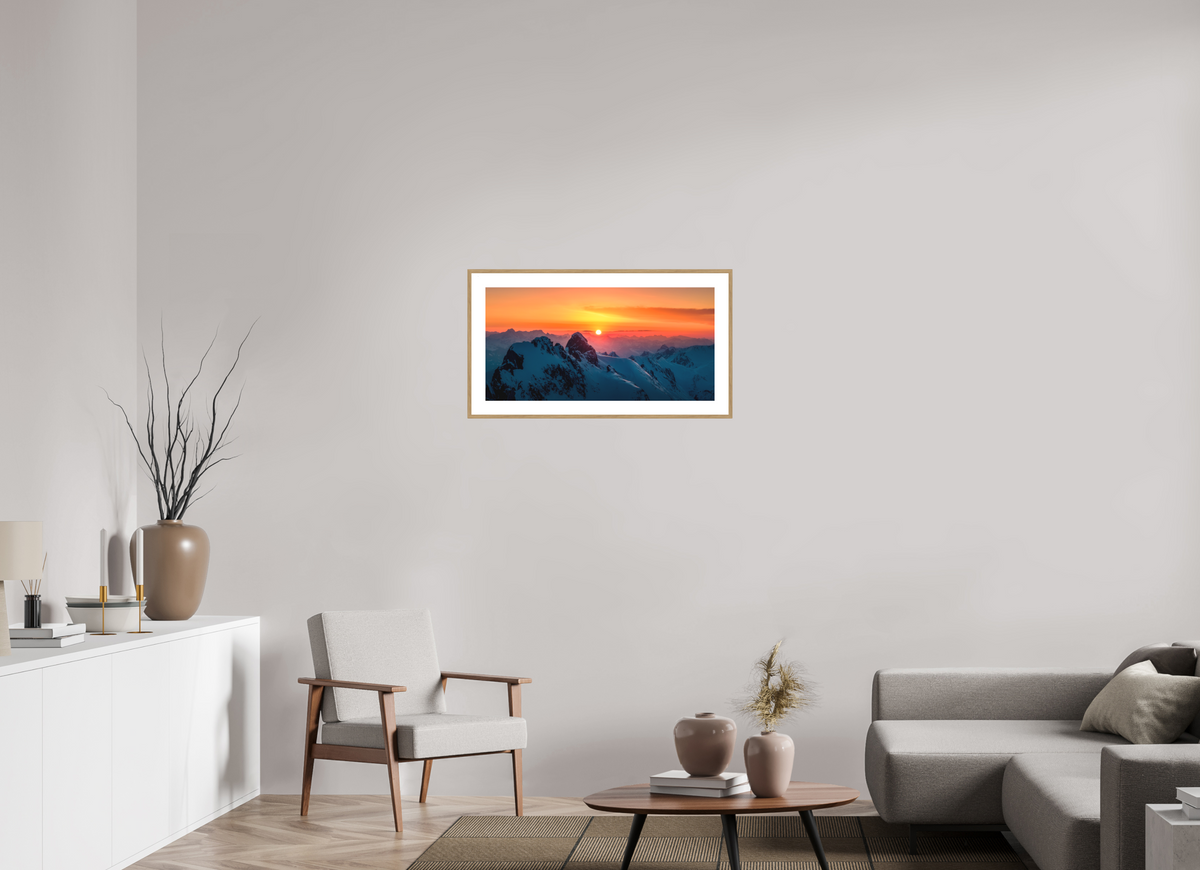80 x 40 cm, Rahmen-Holzoptik Winter Sunset Above Lech Zürs, Arlberg
